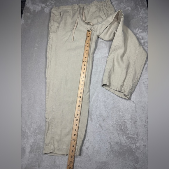 J.Jill Love Linen 100% Linen Cream Drawstring Wide Leg Casual Pants Size Medium - Picture 7 of 16